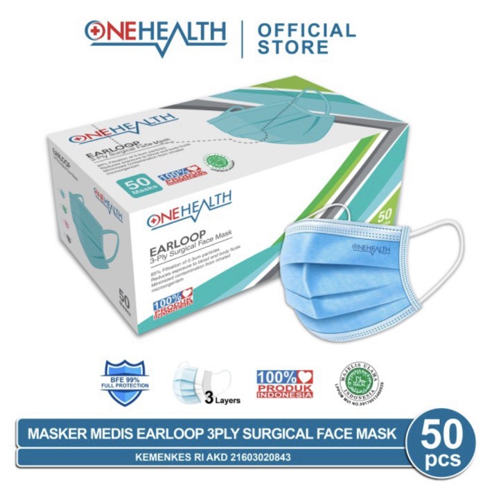 MASKER EARLOOP ONEHEALTH MASKER KARET MEDIS MEDICAL ONLINE