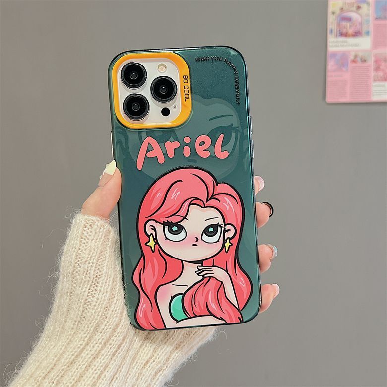 IPHONE Casing Ponsel Desain Kartun Jasmine Princess Alice Perak Warna-Warni Lapis Ganda Kompatibel Dengan Iphone12 13 14 11 Pro Max Hhwsw