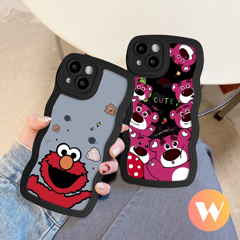 Casing Untuk Redmi 10A 9C A1 10C A1+ 10a2+ 12C 9 9A 9T A2 Note 11 10 8 9 Pro 11s 10s 9s Mi 11T Pro POCO X3 M3 NFC Pro Beruang Strawberry Lucu Kartun Sesame Street Lembut Case Wavy Edge