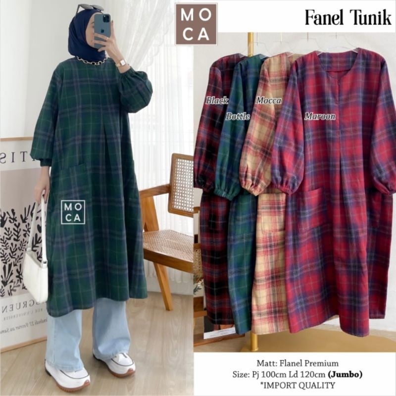 FANEL TUNIK Jumbo ORI MOCA | Ld120 Flanel Premium