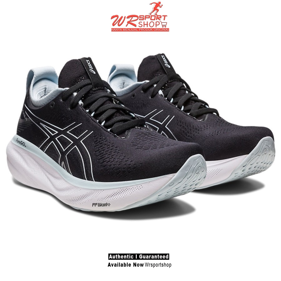 Sepatu Lari Wanita Asics GEL-NIMBUS 25 Black Reborn Blue ORIGINAL