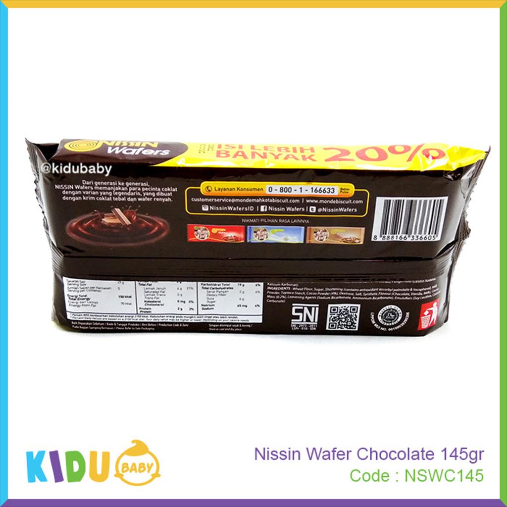 Biskuit Cemilan Nissin Wafer Chocolate 145gr Kidu Baby