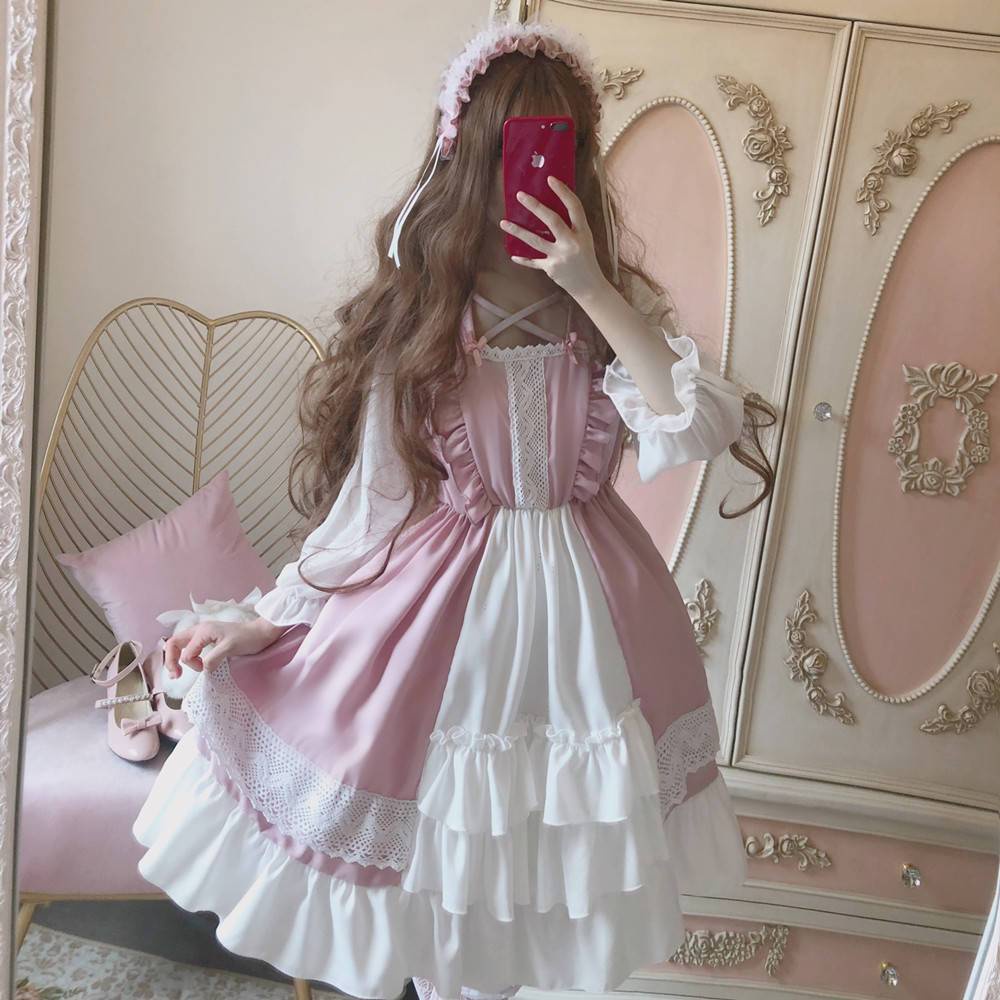 Lolita Lolita Dress Cute Student Daily Dress Long Sleeve OP Dress