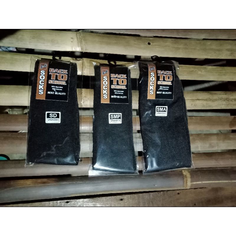 AZAHRA TERMURAH KAOS KAKI SEKOLAH SD SMP SMA HITAM POLOS SUDAH PACKING KEMASAN