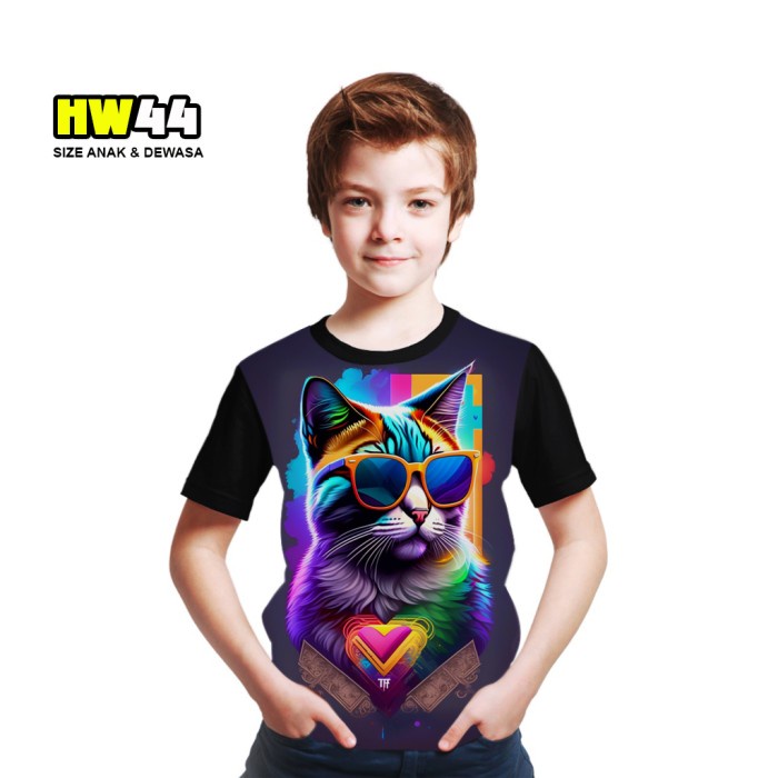 Kaos gambar Kucing Lucu print 3D Bisa COD Motif Cat Barang Ready