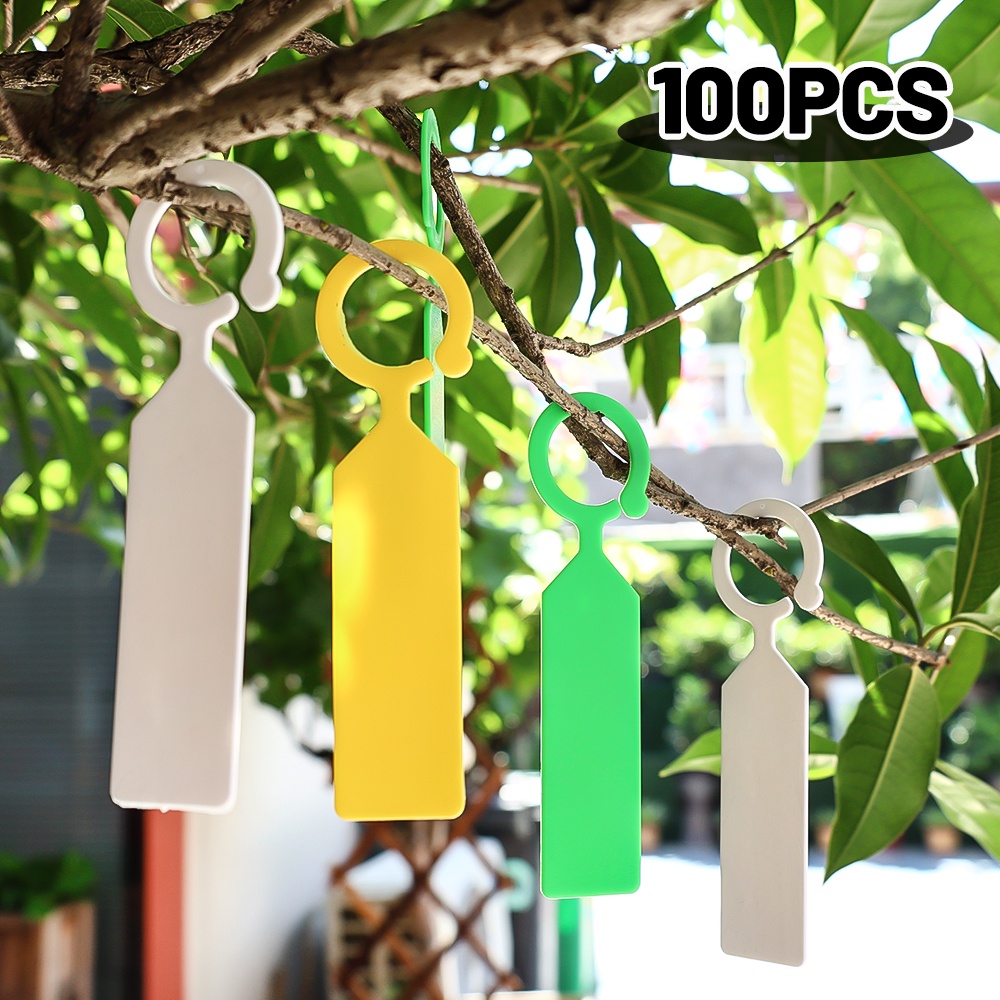 100pcs Label Ring plastik tebal / bibit, bunga, melon dan buah kartu tanda klasifikasi / anti air perlindungan matahari pot tanaman daftar pohon / aksesoris berkebun