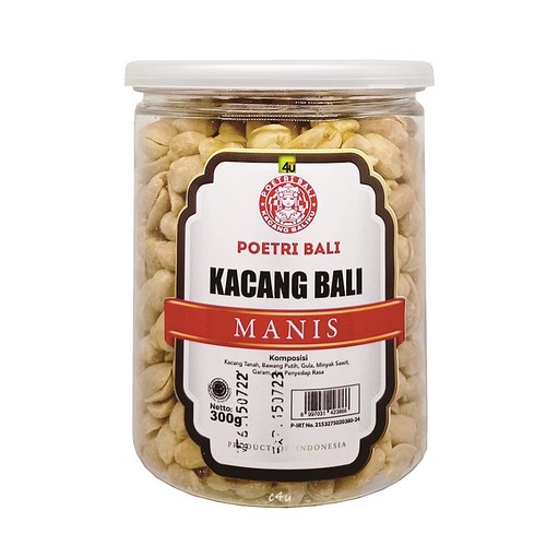 

Poetri Bali Kacang Bali rasa Manis Toples 300 gr - Putri Bali Kacang