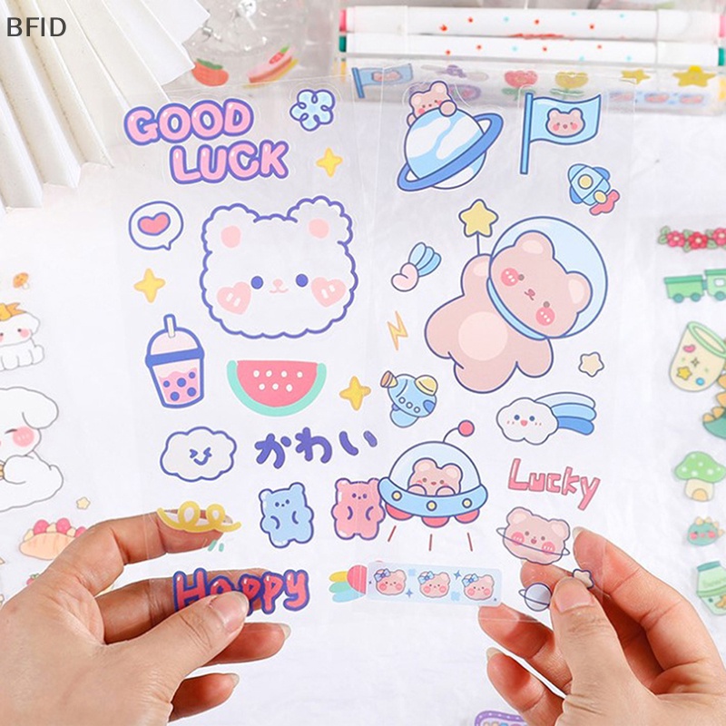 [BFID] 5lembar Kawaii Lucu Stiker Kartun Hewan Jurnal Stiker Tanpa Jejak Tahan Air Stiker Hias DIY Alat Tulis Perlengkapan Seni [ID]