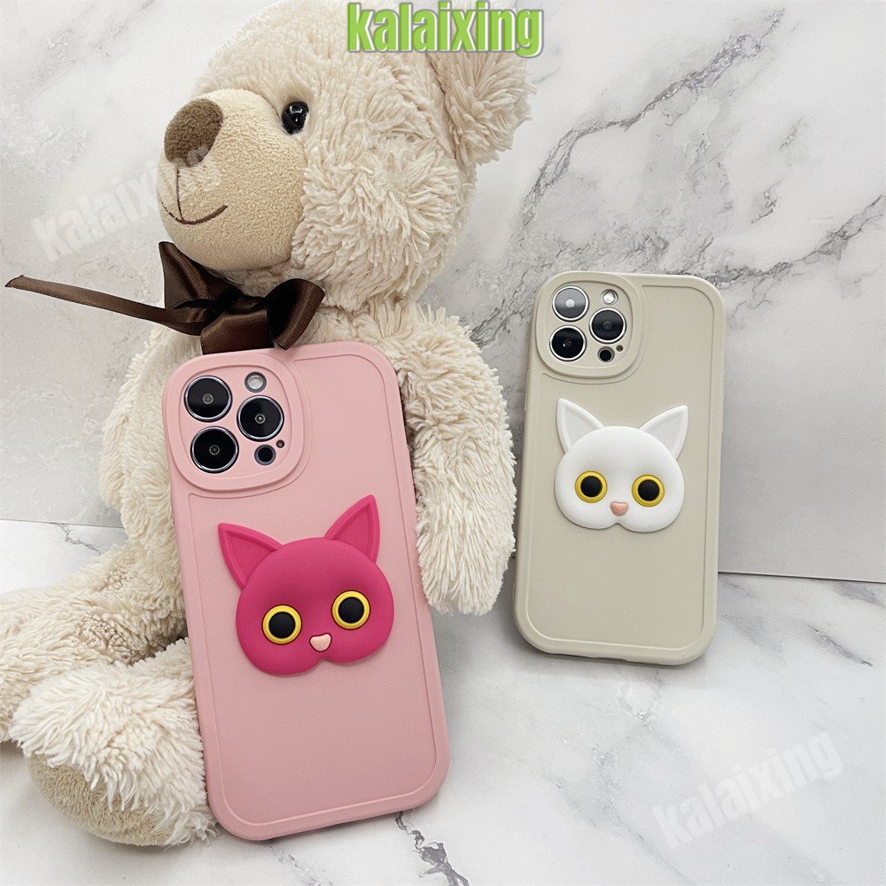 Casing Silikon Lembut Untuk iPhone 11Pro 13 Pro Max12 11 Pro Max7/8 X XS Max XR 7Plus 8Plus Casing 3D Kucing Penutup Belakang Beludru Di Dalam