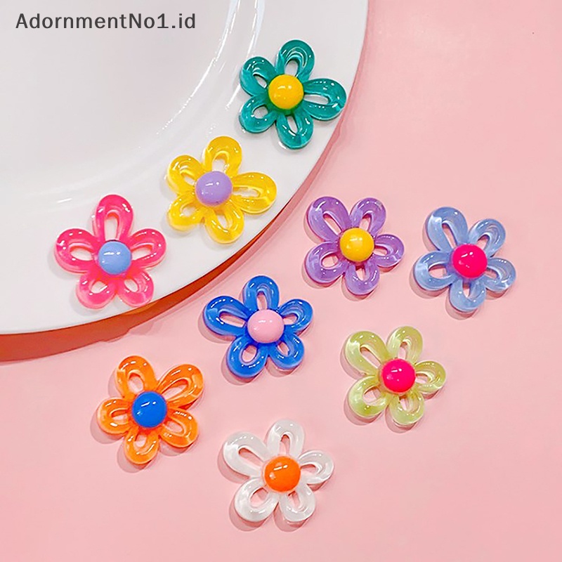 [AdornmentNo1] 10pcs Colorful transparan Hollow bunga Resin aksesoris Kawaii DIY Scrapbooking dekor Phone Case kotak penyimpanan bahan Patch