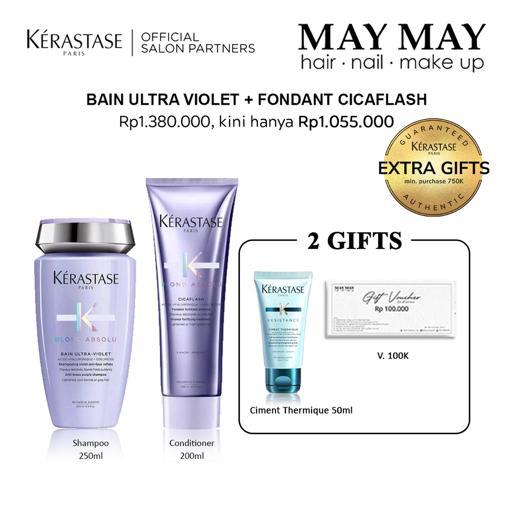 Kerastase Bain Ultra &amp; Fondant Cicaflash Care Set - Rambut Bleaching