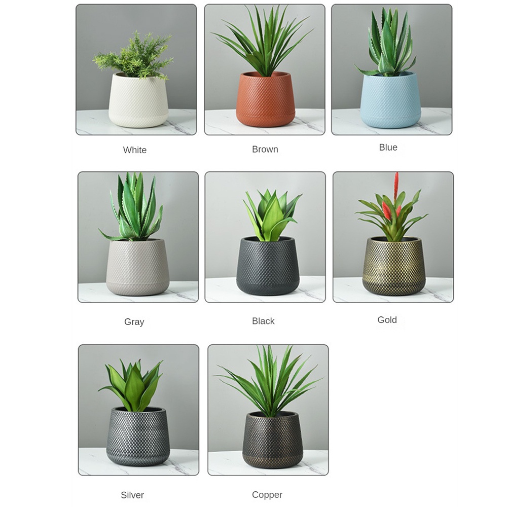 ღ Tanaman Desktop Pot Pot Bunga Plastik Retro Sederhana Succulent Tanaman Pot Plastik Bulat Pot Bunga Tanaman Dekorasi Rumah Kantor Wadah Pot