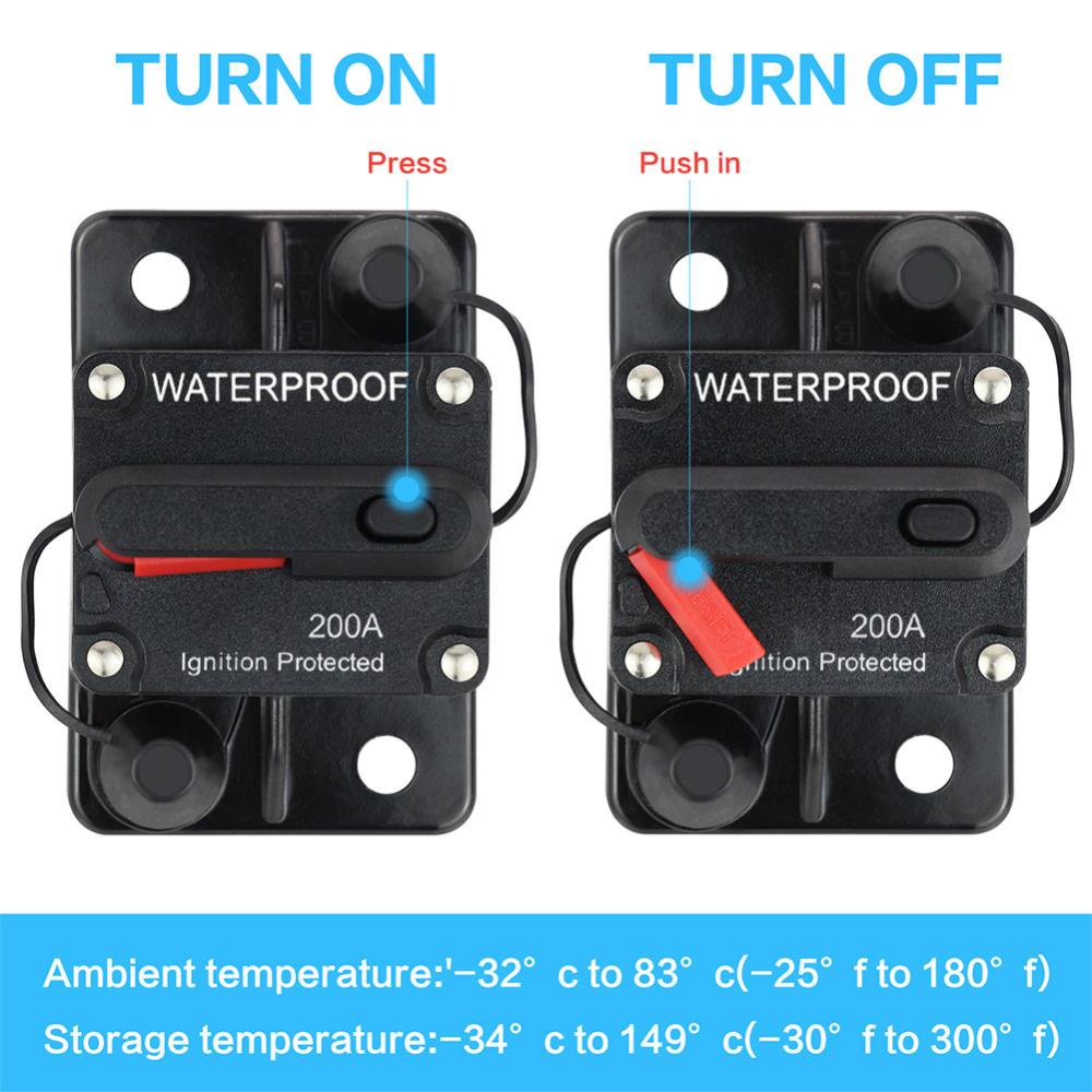 Openmall Tahan Air Mobil Perahu Auto AMP Circuit Breaker Fuse Reset DC 12-48V 30A 40A 50A 60A 70A 80A 100A 120A 150A 200A 250A 300A U5X8