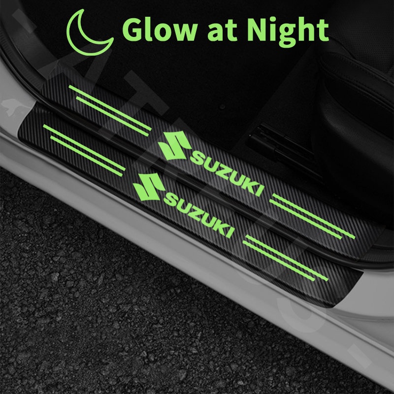 Luminous Stiker Pelindung Pintu Mobil Suzuki Anti Gores Threshold Strips Mobil Stiker Untuk Suzuki ERTIGA XL7 Swift SX4 S-cross Jimny Grand Vitara Brezza Ignis Wagon R