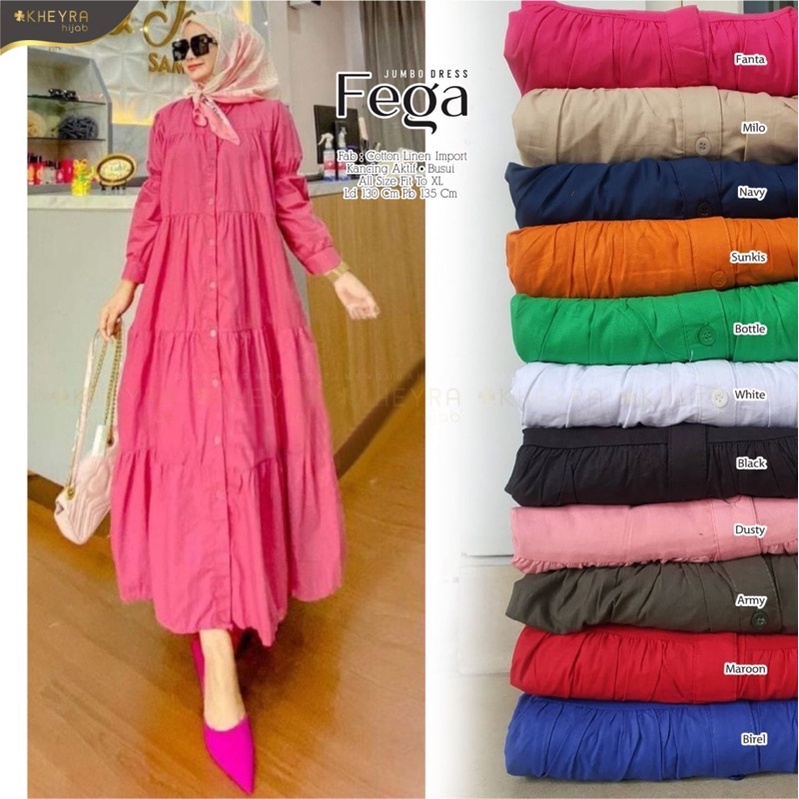 FEGA JUMBO DRESS ORI KHEYRA | Ld130 Cotton Linen Import