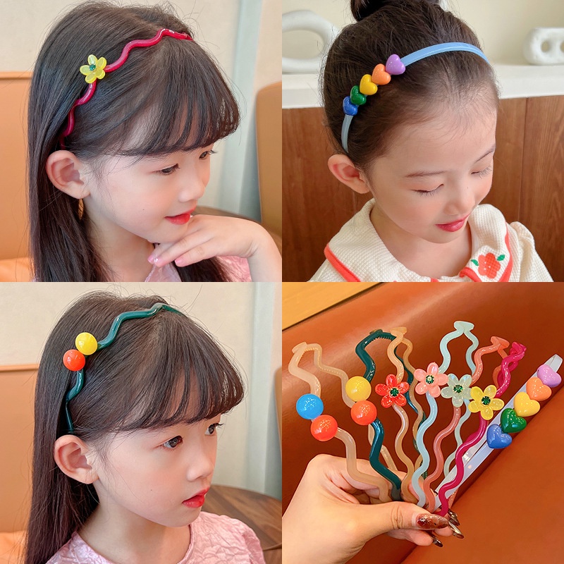 1PC Bando Model Gelombang Warna Permen Anti slip Gaya Korea Untuk Wanita