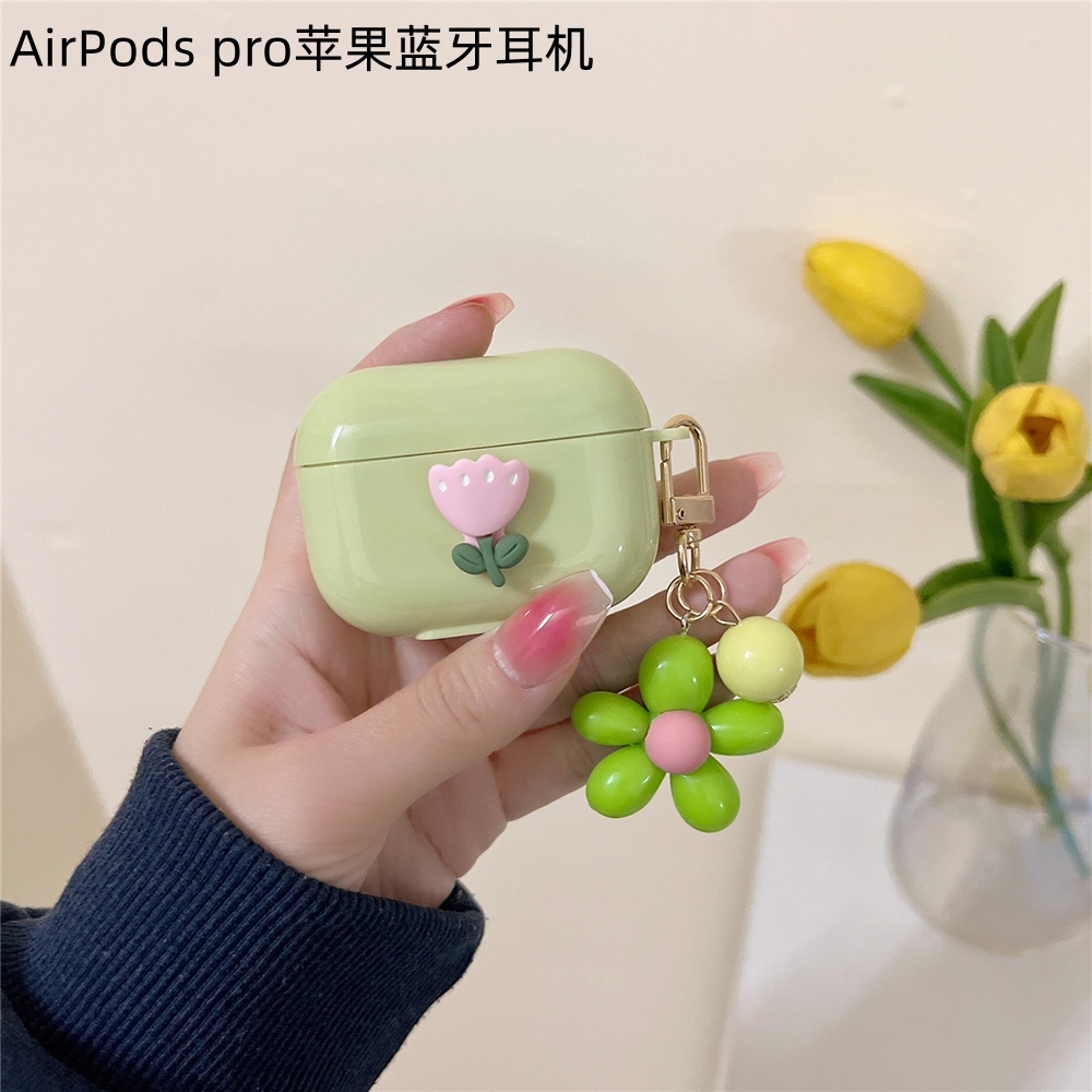 Kotak Earphone Bunga Hijau Cocok Untuk Apple Airpods1/2Kotak Earphone Bluetooth Cocok Untuk AirPods Pro