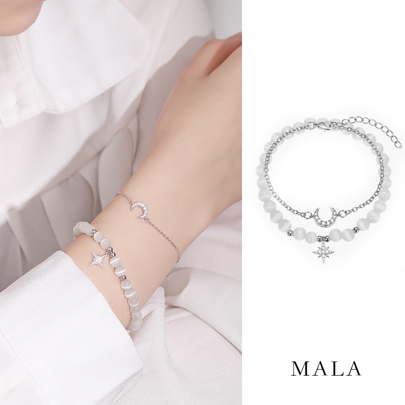 Gelang Halus Dan Minimalis Dengan Manik-Manik Moonstone