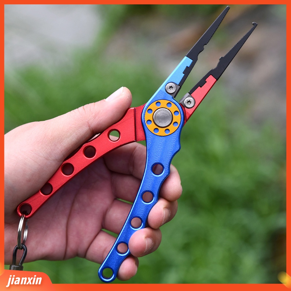 (In Stock) Tang Memancing Kekuatan Tinggi Tahan Korosi Ergonomis Pegangan Lanyard Desain Paduan Aluminium Super Tajam Tang Memancing Carbide Kepang Cutter Perlengkapan Memancing