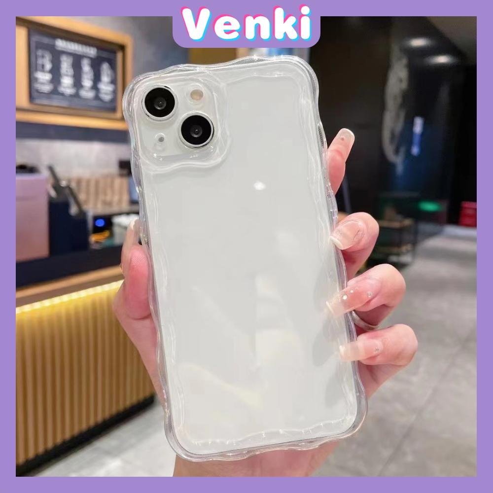 VENKI - Untuk iPhone 11 iPhone Case 3D Tepi Melengkung Gelombang Bening Phone Case TPU Airbag Tahan Guncangan Kamera Sederhana Kompatibel dengan iPhone 14 13 Pro max 12 Pro Max 11 xr 7Plus 8Plus