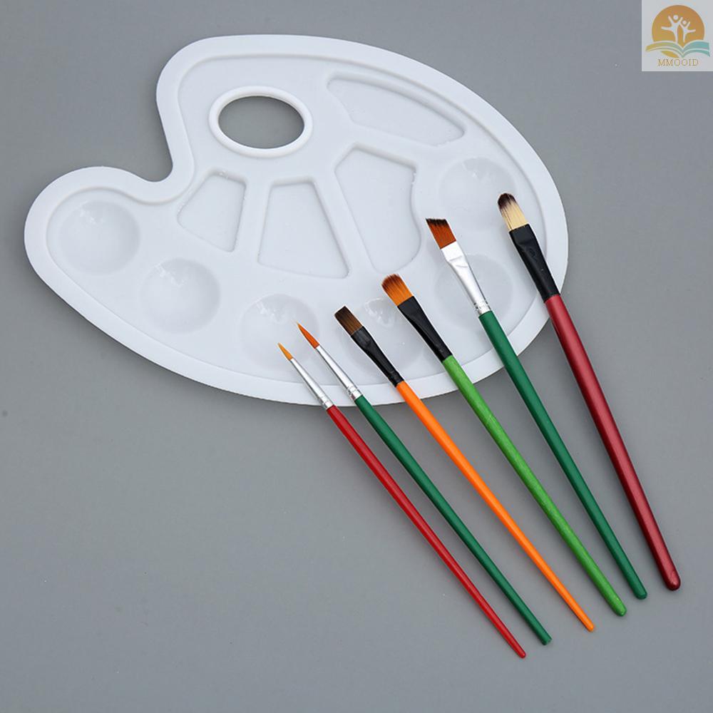 In Stock 6pcs Kuas Cat Dan 1pc Palette Tray Set Untuk Anak Dewasa Cat Air Minyak Acrylic Gouache Art Painting Supplies