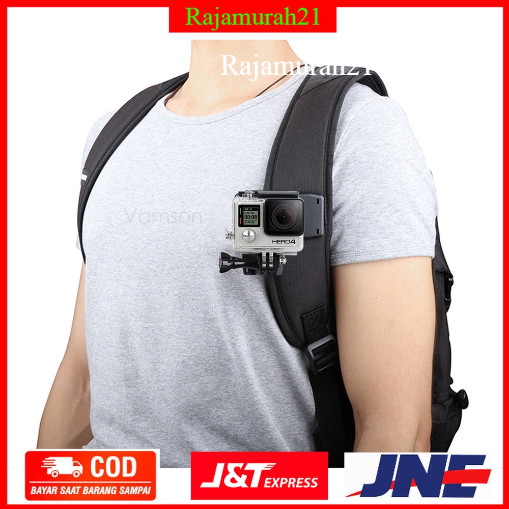 Vamson Clip Clamp Mount 360 Rotary + Smartphone Holder for GoPro / Xiaomi Yi - VP512 - Black - 7RCS23BK