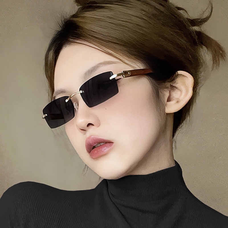 Fashion Square Aesthetic Shades Sunglasses Untuk Wanita/Men Metal Frame Sunglasses Eyewear