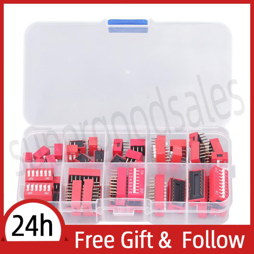 Supergoodsales Dip Switch Assorted Kit  45Pcs 1 2 3 4 5 6 7 8 9P 2.54mm Range for Printed Circuit Boards