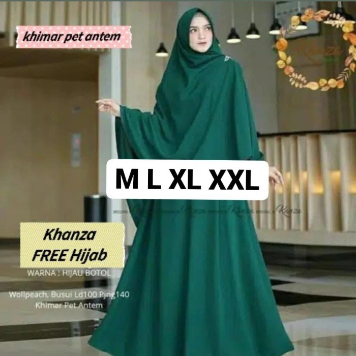 Promo New Style Khanza-Gamis Syari Wanita Polos BusuiL XL XXL Jumbo Warna Hijau Botol - HIJAB PET SA