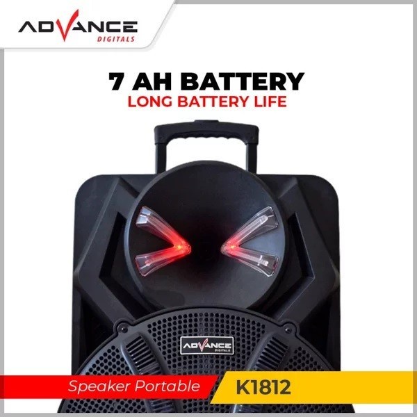 ADVANCE K1812 K-1812 Speaker Meating Portable Bluetooth 2 mic 18 inch / Speaker Meating / Speaker Karoeke / Speaker Bluetooth