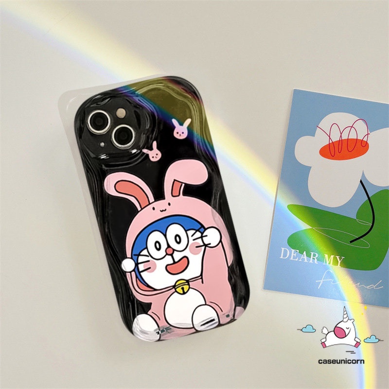 Kartun Doraemon 3D Wavy Curved Edge Couples Case Casing Ponsel Untuk Infinix Smart7 6Plus 6 5panas8 30i 9 10Lite Panas 10 12 30 11 8 9 20 Play Note 12 G96 Kelinci Lucu Puppy Soft Cover