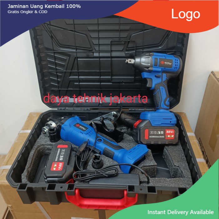 hujia set impact dan gurinda cordless 88vf / paket hujia set impact dtj