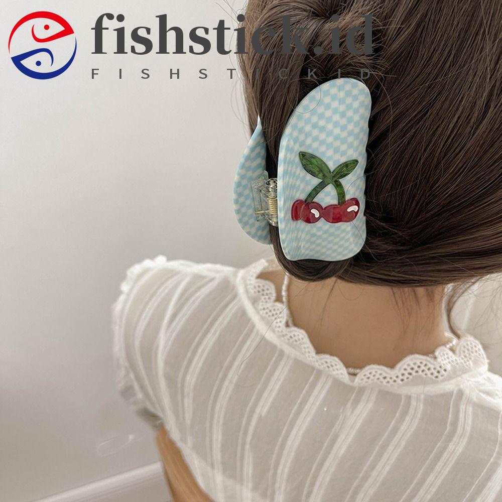 Fishstick Asetat Rambut Cakar Kreatif Manis Rambut Kepiting Klip Gadis Jepit Rambut Fashion Bulang Ponytail Holder Garis Hairgrips Korea Klip Rambut