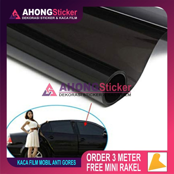 KACA FILM MOBIL GEDUNG SPARTA CERMIN/RIBEN HITAM/BIRU/HIJAU - Hitam