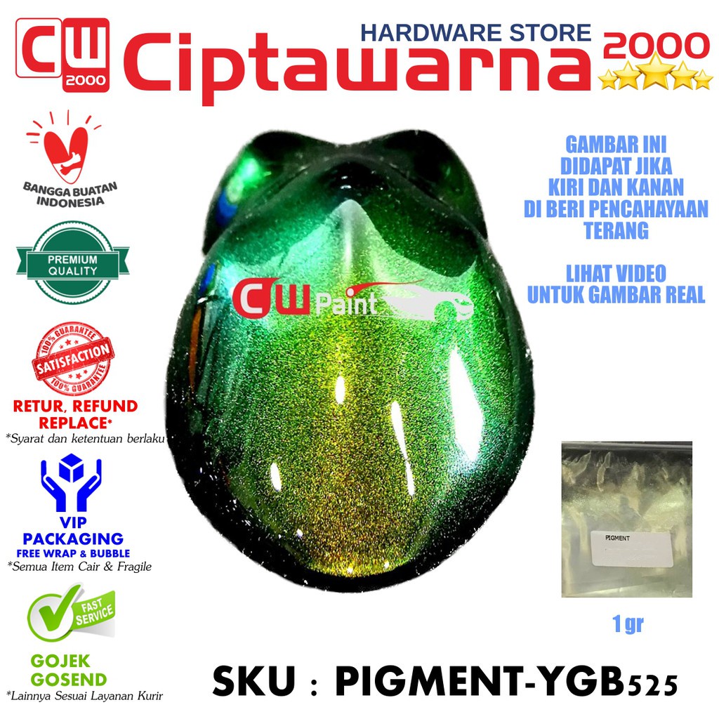 CwPaint Pigment Bubuk 1gr Cat Bunglon Xiralic Yellow Green Blue YGB525 - CWK