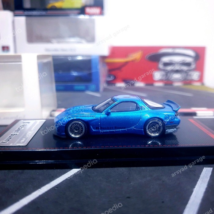 TERBARU Ignition Model Rocket Bunny Mazda RX7 FD3s blue Metallic