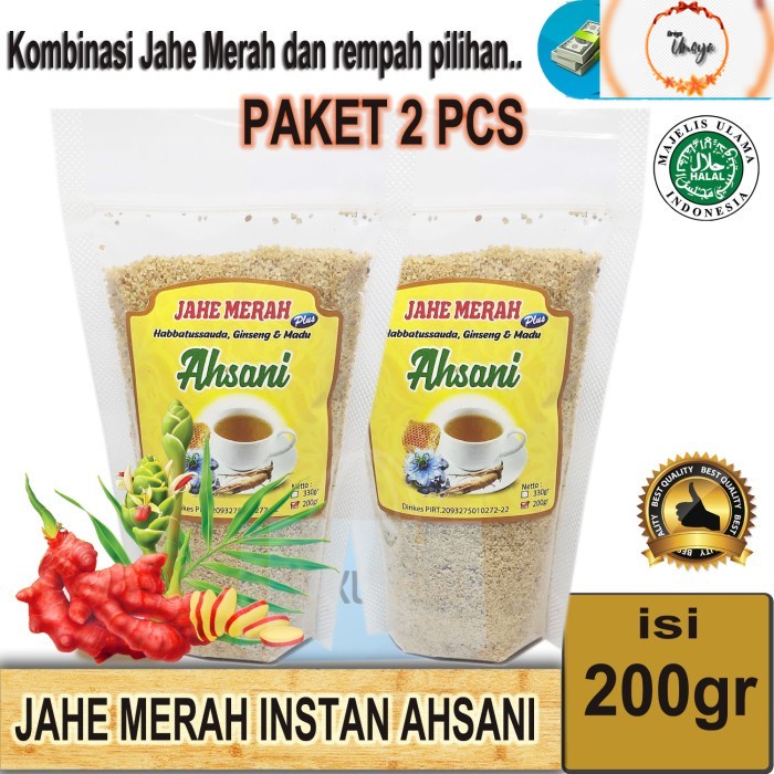 

[ PAKET 2 PCS ] JAHE MERAH AHSANI instan Menjaga daya tahan tubuh 200G