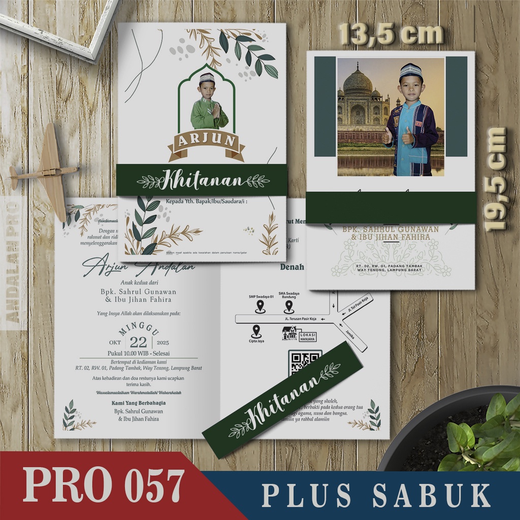 Kode Toko: S8 - Pro 057 Khitan / Khitanan Pakai Foto - Cetak Undangan Variasi Sabuk  Termurah, Undan