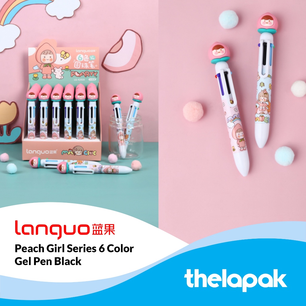 

Pulpen Clicker 6 Warna 0.5mm Languo Peach Girl Series 6 Color Pen