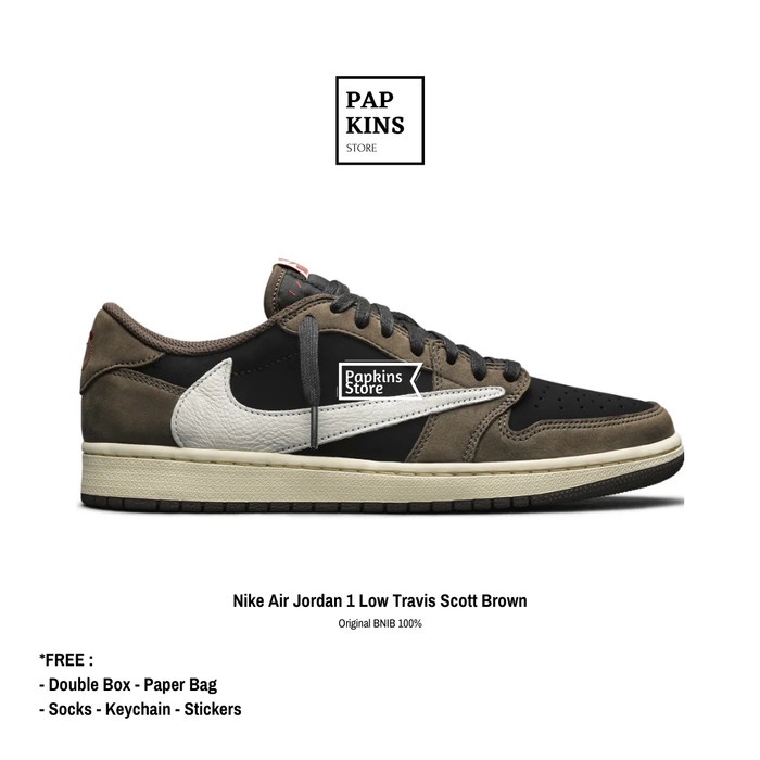 sepatu nike air jordan 1 low travis scott brown - 39