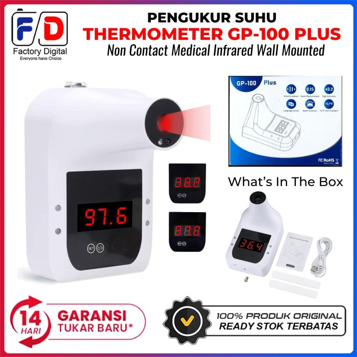 Thermometer Infrared GP-100 Plus GP100 Termometer Dinding Otomatis ORI - Unit Only
