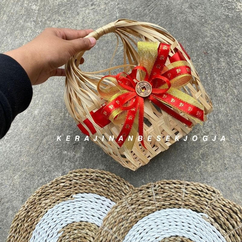 

(IMLEK 2024) TAS SNACK NATURAL PITA / tas bambu tas keranjang tas makanan hampers imlek bingkisan parsel