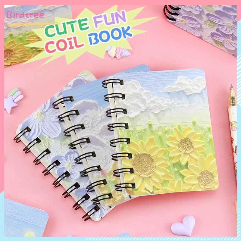 

[Ready❤️]Notebook Kartun Coil Lukisan Minyak Hewan Notebook Mini Siswa Alat Tulis- BS