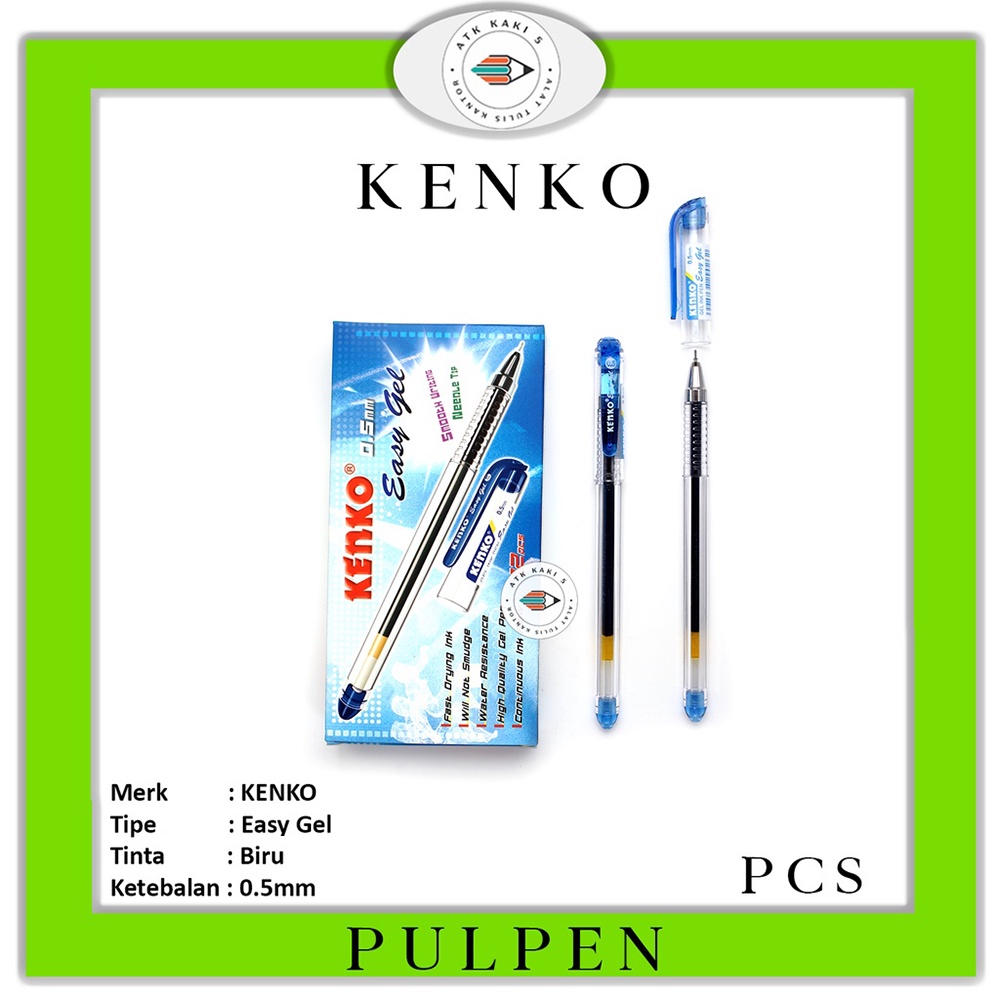 

KENKO - Pulpen Gel Pen Easy Gel 0.5 mm Biru - Pcs