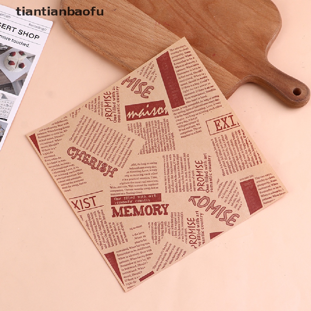 [tiantianbaofu] 50lembar Bento Cake Box Pad Kertas Burger Cake Oil Proof Paper Plate Kertas Butik