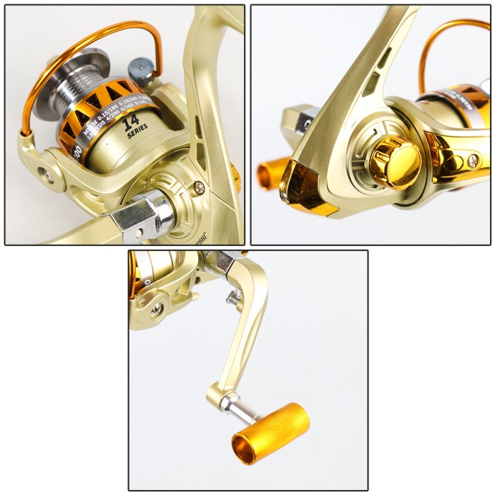 YUMOSHI JF2000 Reel Pancing Spinning Gulungan Pancing 5.2:1 Gear Ratio - Golden