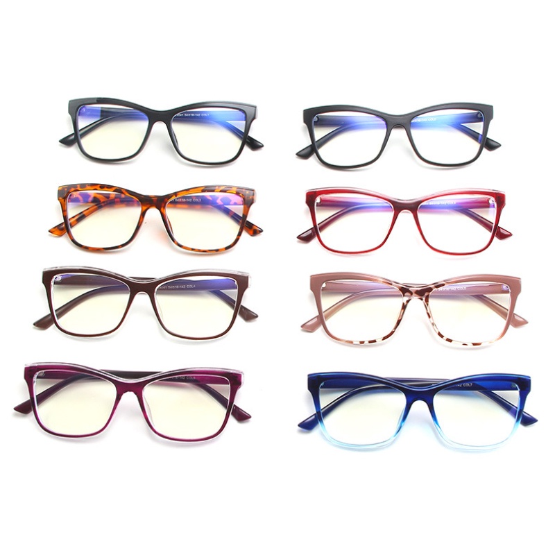 (YUZHU) Western Fashion Square Anti Blue Light Eyeglasses Vintage Fashion Gradient Candy Color Cat Eye Eyeglasses Untuk Wanita