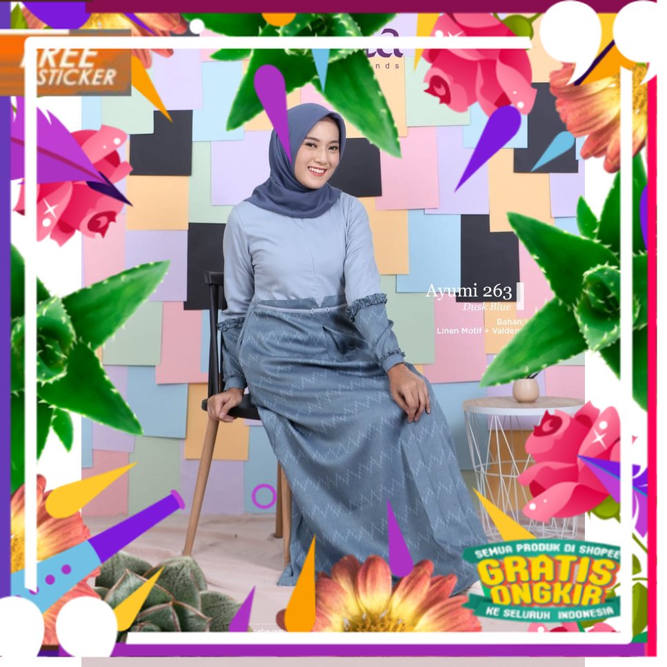 Ethica - Gamis Dress Wanita Ayumi 263 - Blue Coral - Woodrose - Taos Taupe - Dusk Blue - Gamis Busui