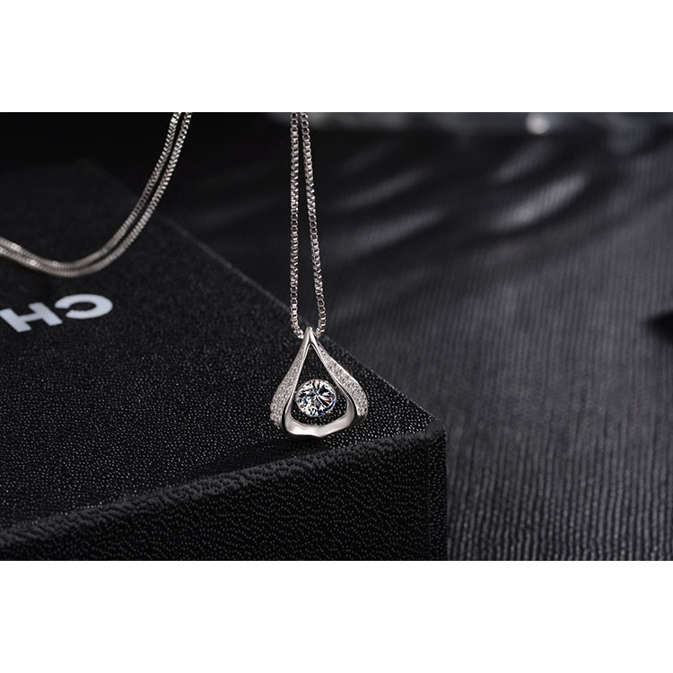 Goldkingdom Fashion Perhiasan Aksesoris Ready Stock Berbentuk Hati Droplet Perak Disepuh Kalung Wanita Tulang Selangka Rantai Perhiasan Liontin Jepang Dan Korea