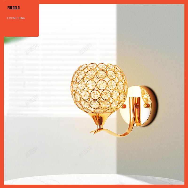 [Predolo] Lampu Dinding Chic Ornamen Baca Gold Fiting Lampu Samping Tempat Tidur E27 Socket